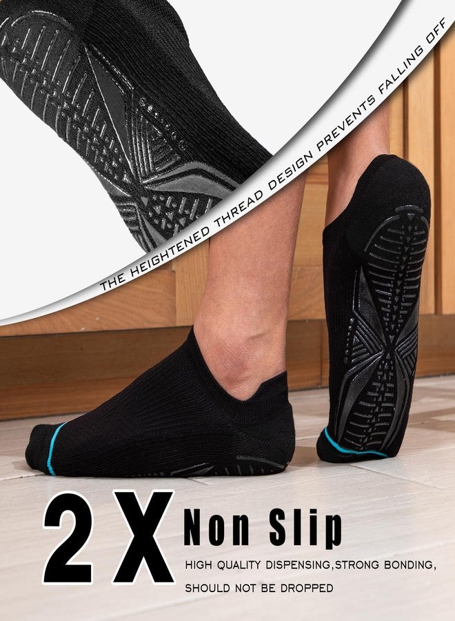 BRISIRA Bamboo Viscose Non Slip Pilates Socks Men Women No Show Grip Compression Thick Cushion Yoga Barre Grippy Ankle - Image 4